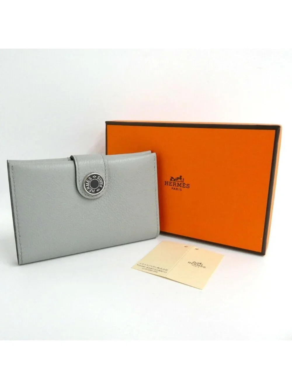 Hermes Card Case M S Evercolor Gray Sellier